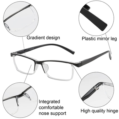 4 Pack Reading Glasses Readers Men Women Square Frame Spring Hinge Unisex Pairs