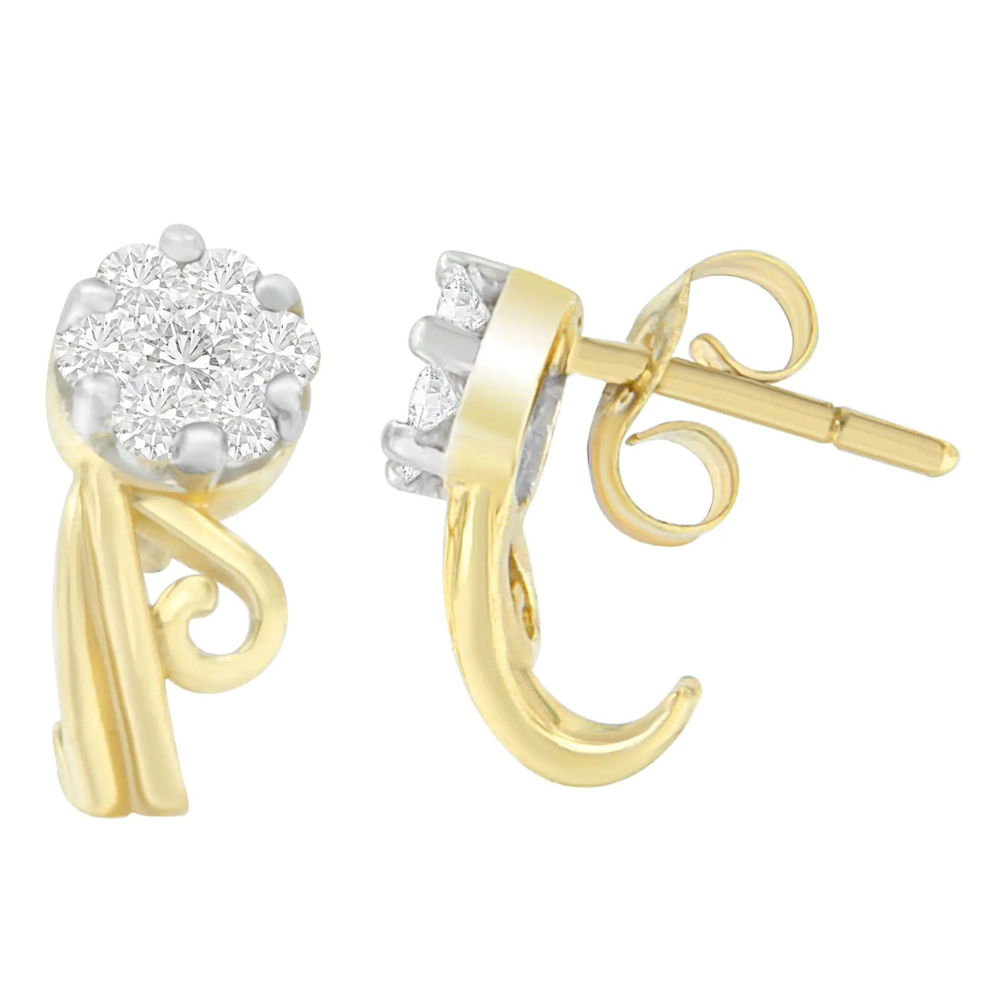 Aretes de oro amarillo de 14 quilates con diamantes de talla redonda de 1/2 ct (IJ, SI2-I1)