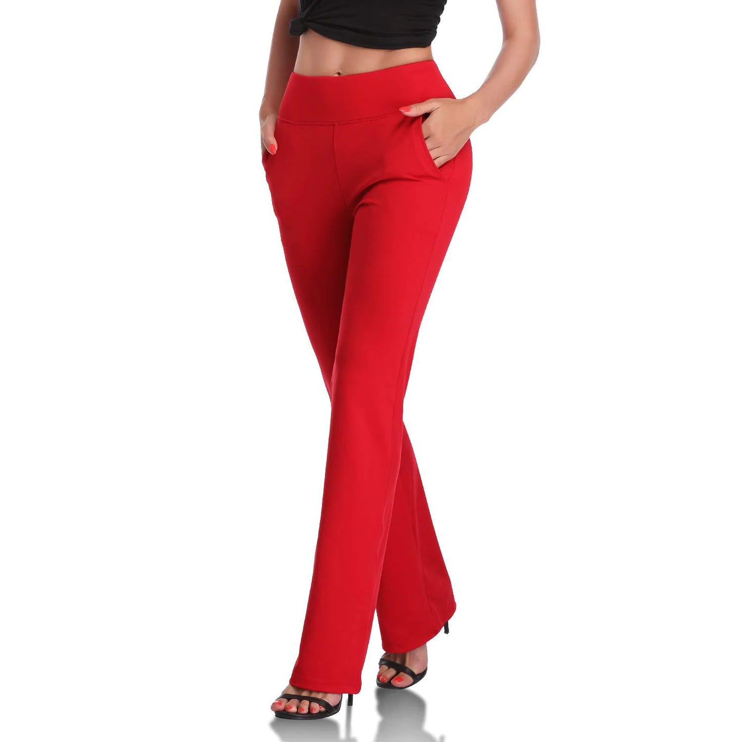 Women's Knitted Flared Pants with Side Pockets