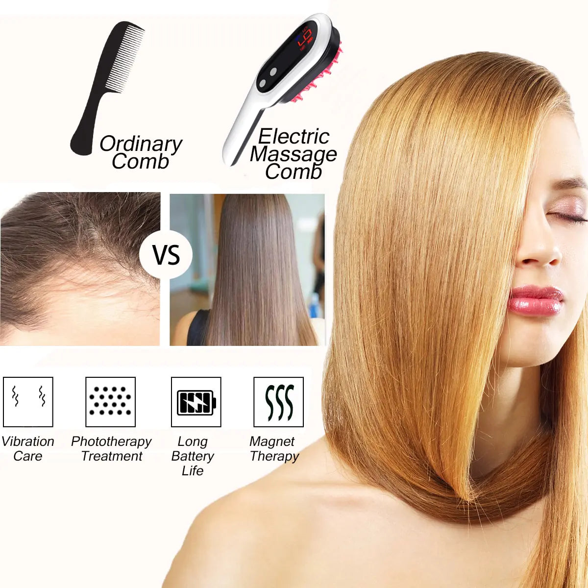 Peine eléctrico para el crecimiento del cabello