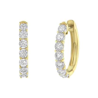 Aros de diamantes en oro bicolor de 10 quilates (1/4 ct, color JK, claridad I2-I3)