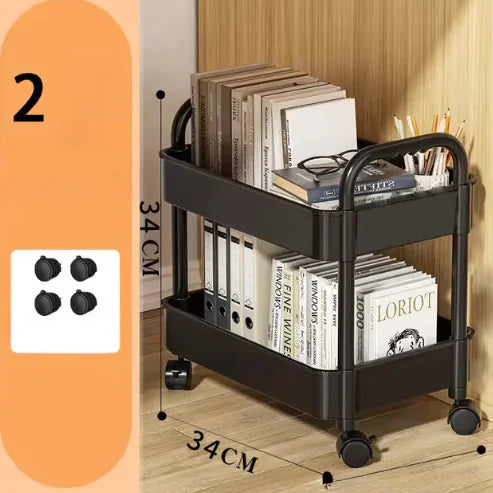 Multi-Layer Rolling Storage Cart This versatile cart features multiple layers of spacious shelves, allowing you to store a variety of items such as kitchen supplies, office supplies, beauty products, and more. rolling storage cart shelves