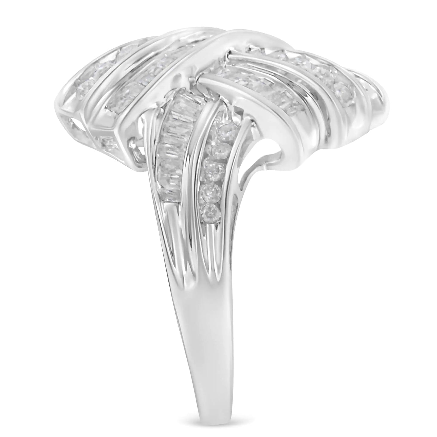 .925 Sterling Silver Diamond Bypass Cocktail Ring (1 Cttw, I-J Color, I2-I3 Clarity)