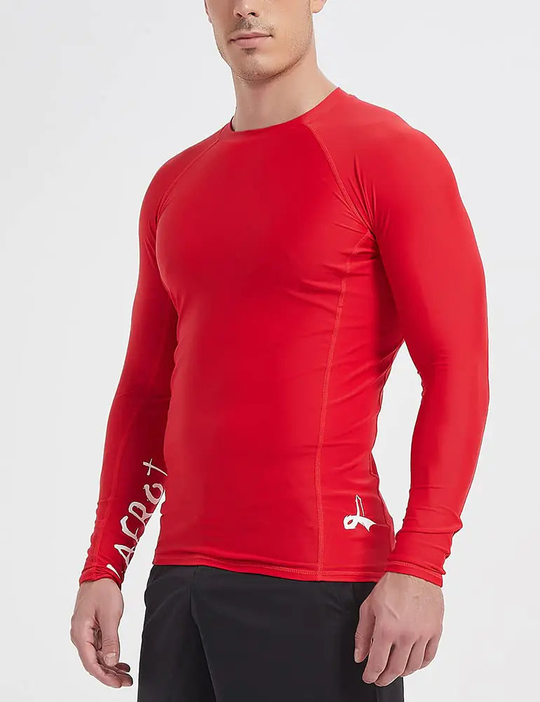 LAFROI Langermet menn UPF 50+ Baselayer Skins Performance Fit Compression Rash Guard-CLYYB XX-Large Asym Red