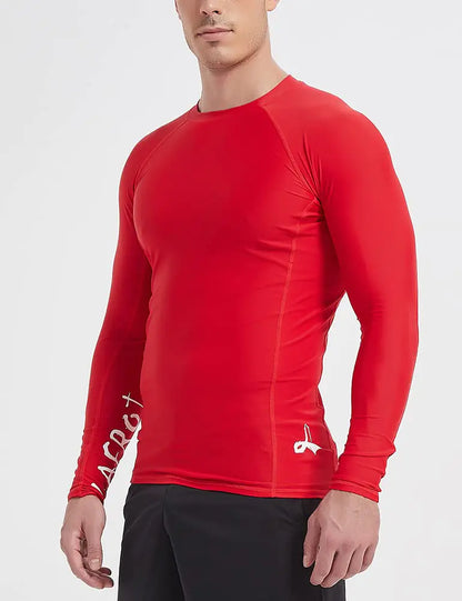 LAFROI Men's Long Sleeve UPF 50+ Baselayer Skins Performance Fit Compression Rash Guard-CLYYB XX-Large Asym Red