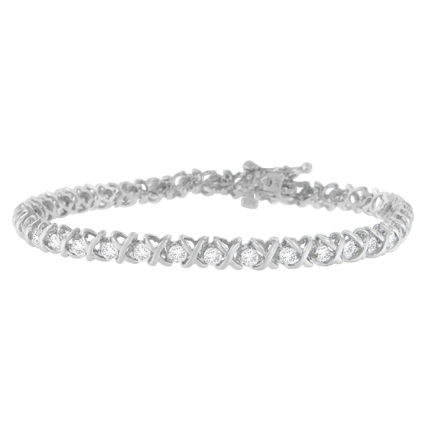 18K White Gold Round Cut Diamond Wrapped in Love Bracelet (2.00 cttw, H-I Color, I1-I2 Clarity)