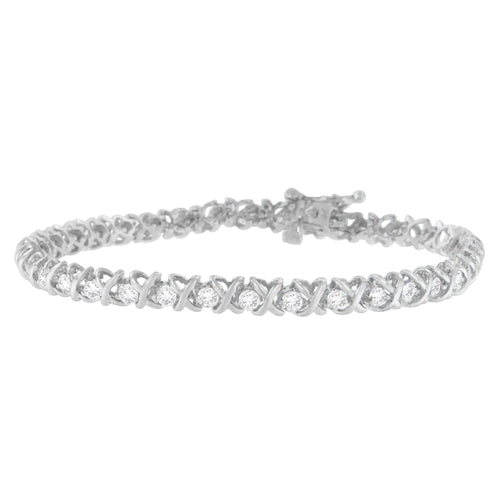 Pulsera de oro blanco de 18 quilates con diamantes de talla redonda envueltos en amor (2,00 cts, color HI, claridad I1-I2)