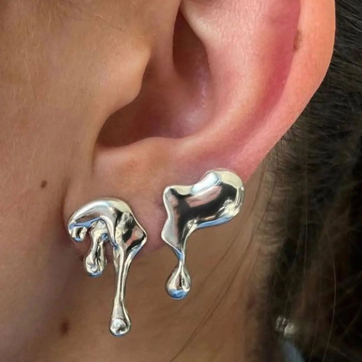 Irregular Liquid Metal Punk Hoop Earrings