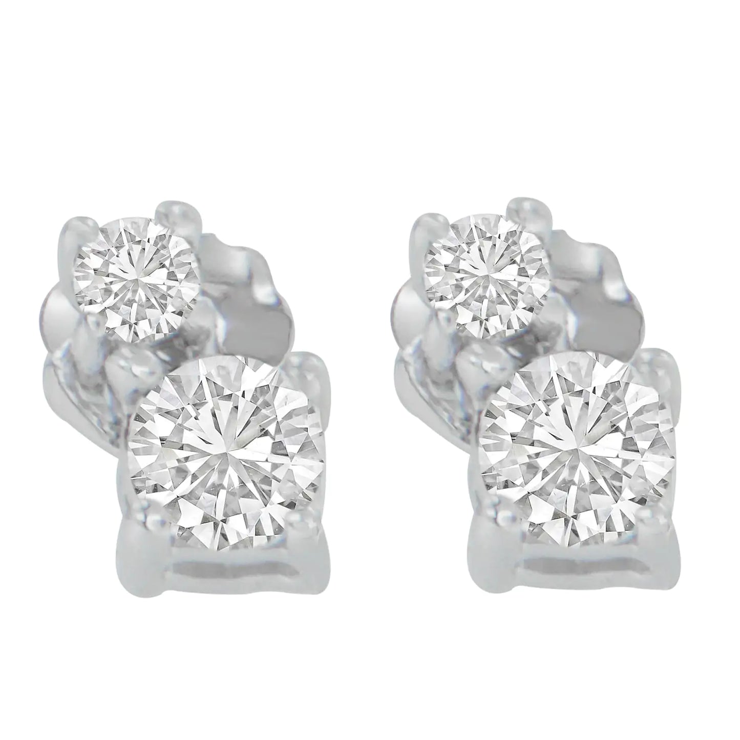 Pendientes de oro blanco de 14 quilates con diamantes de talla redonda de 1/2 ct (HI, SI2-I1)