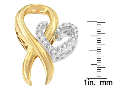 10K Yellow Gold and .925 Sterling Silver 1/10 cttw Diamond Heart Pendant Necklace (H-I, I1-I2)