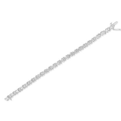 10k White Gold 2.00 Cttw Round-Cut Diamond "XOXO" Link 7" Bracelet (I-J Color, I2-I3 Clarity)