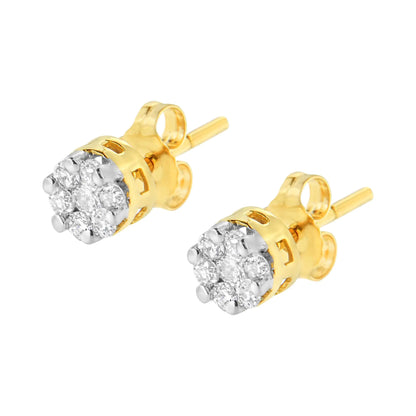 Aretes de oro amarillo de 14 quilates con diamantes de talla redonda de 1/2 ct (HI, SI2-I1)