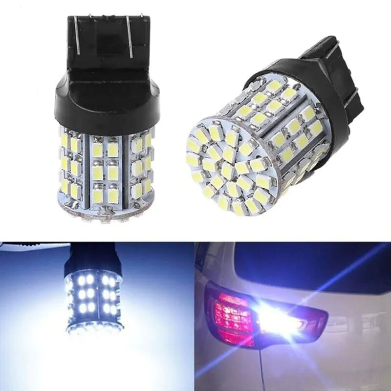 4X 3157 3156 64SMD LED 倒车尾灯制动转向信号 DRL 灯泡 6000K 白色