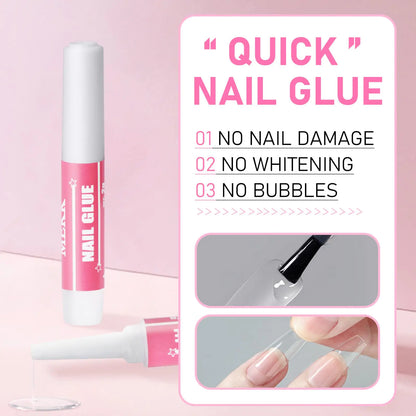 MEKK küüneliim, ülitugev küüneliliim akrüülküünte jaoks, kauapüsiv küüneliliim pressimiseks, professionaalne küüneotsa liim Nail Tech Supplies kleepuv küüneliliim küüneotste jaoks 0,07 OZ/PCS (24 TK) B-roosa