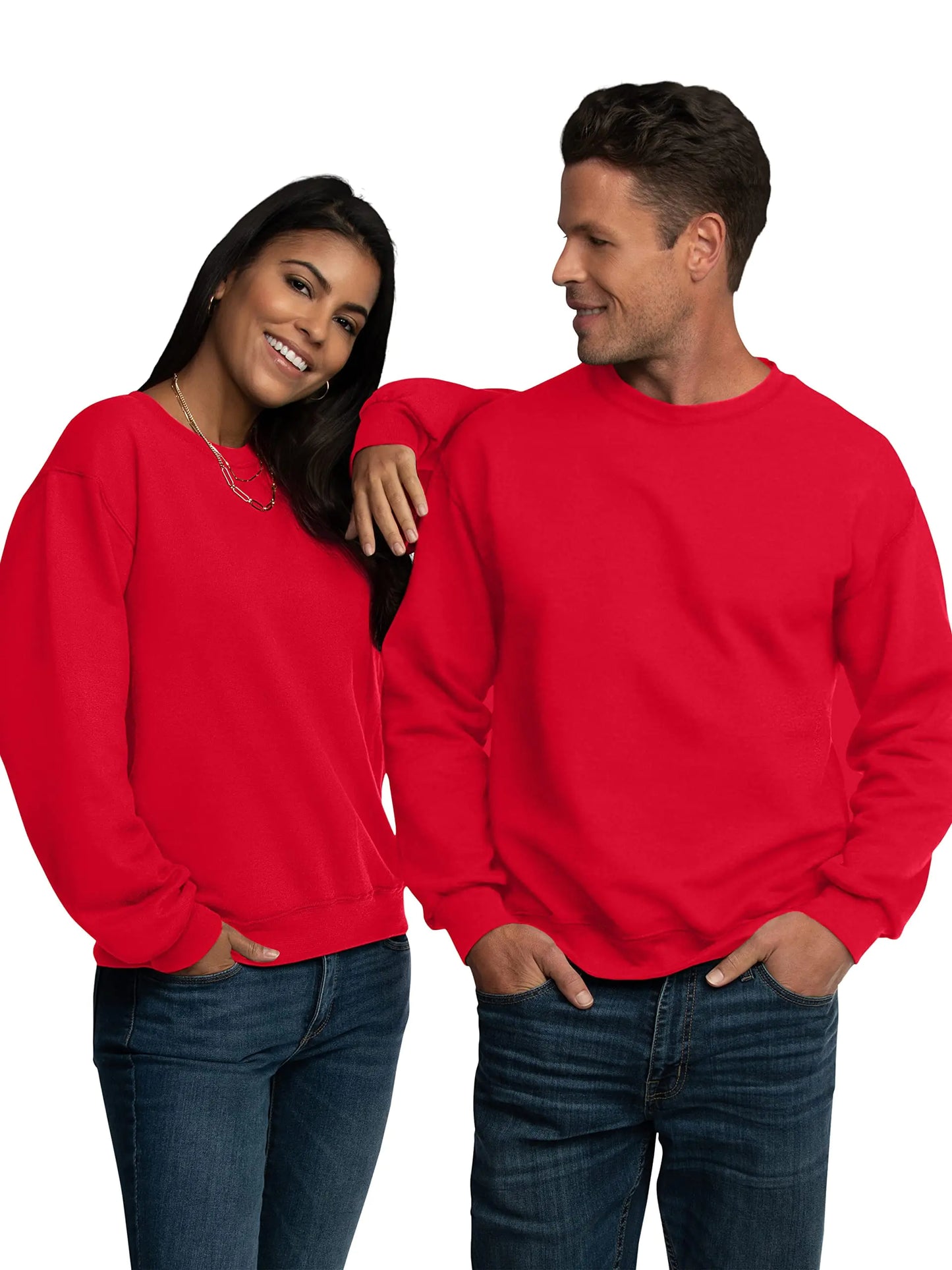 Fruit of the Loom Men's Eversoft Fleece Crewneck Sweatshirts, Moisture Wicking & Breathable, Sizes S-4x Large Red