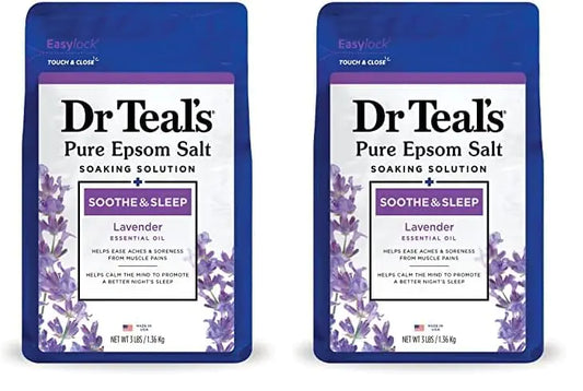 Solución de sales de Epsom Dr. Teal's para remojo, calma y sueño, lavanda, 1.4 kg (el empaque puede variar) (paquete de 2) 1.2 kg (paquete de 2)