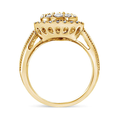 10K Yellow Gold Plated .925 Sterling Silver 1 1/2 Cttw Round-Cut Diamond Cocktail Ring (I-J Color, I1-I2 Clarity)