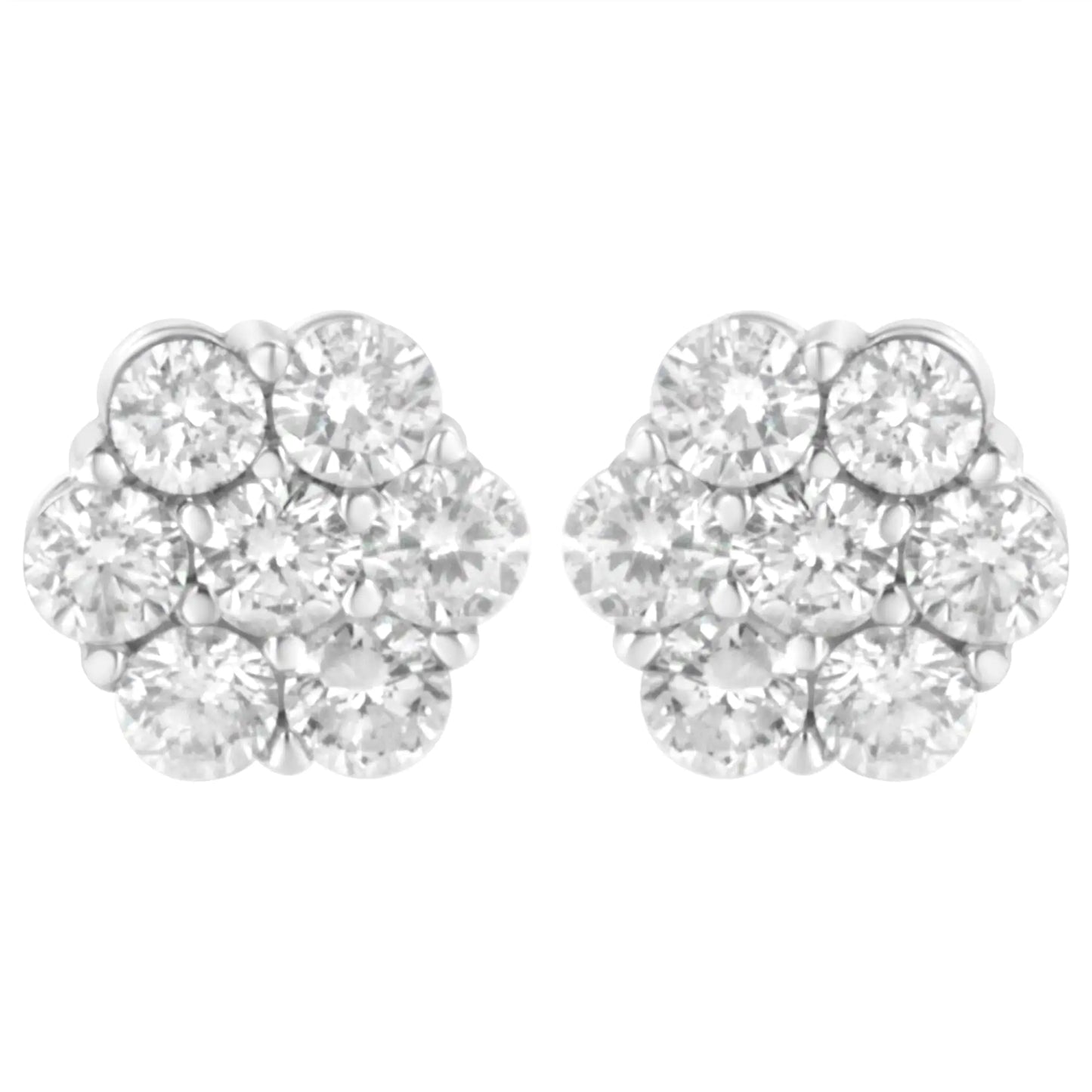 14K White Gold 4 cttw Diamond Flower Earring (H-I Clarity, SI2-I1 Color)