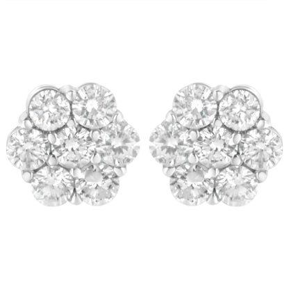 14K White Gold 4 cttw Diamond Flower Earring (H-I Clarity, SI2-I1 Color)