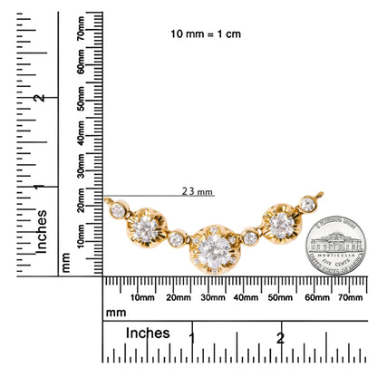 14k kollane kuld, 3/4 Cttw 3 kivist ümmargune teemant, 18-tolline Statement kaelakee (HI värv, I1-I2 selgus)