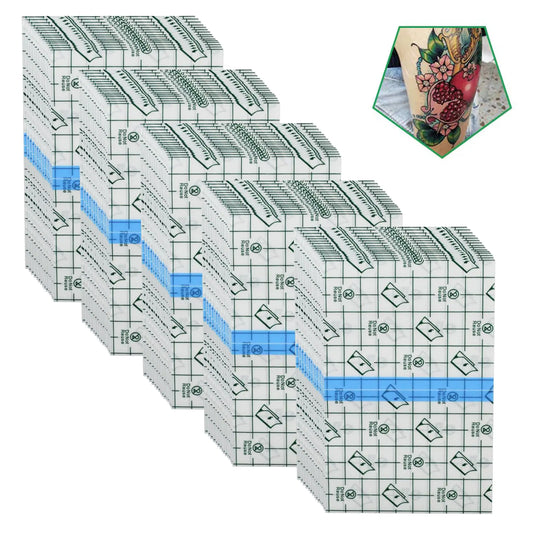 50 vendajes adhesivos elásticos impermeables de 4 x 6 pulgadas, película transparente para el cuidado posterior del tatuaje y la reparación de la piel, envoltura adhesiva para suministros de tatuaje de 4 x 6 pulgadas (paquete de 50)