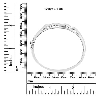 14K 白金 3 1/3 克拉隐形镶嵌公主方形切割钻石波浪手镯（HI 颜色，SI1-SI2 净度）- 尺寸 7 英寸