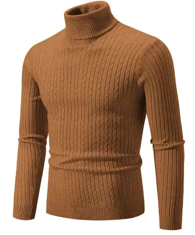 Strikket genser med turtleneck for menn