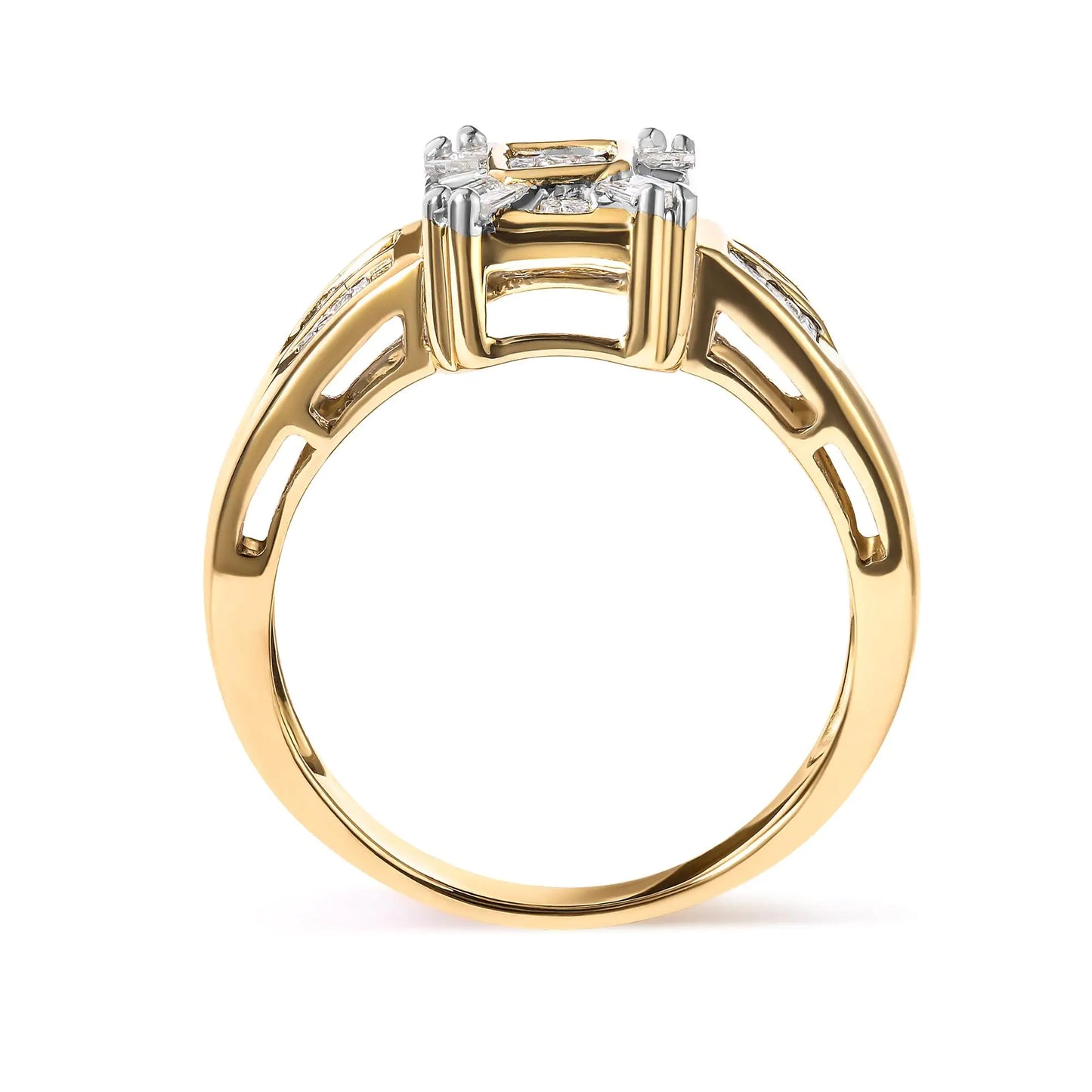 10K Yellow Gold 1/2 Cttw Diamond Composite and Halo Ring (H-I Color, SI1-SI2 Clarity)