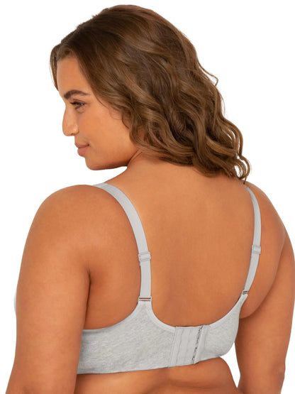 Fit For Me By Fruit of the Loom Women's Plus Size Cotton Unlined Underwire Bra-Pinch-Free Straps - Side and Back Smoothing 40DDD Heather Grey/Black Hue