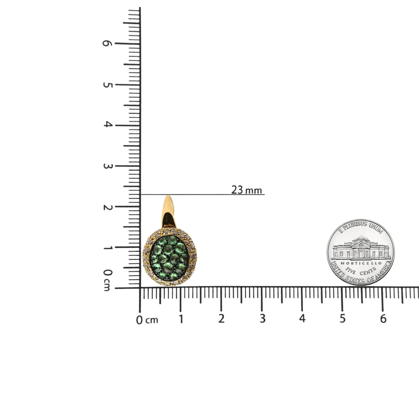 Aros de oro amarillo de 18 quilates con diamantes de 3 1/2 quilates y tsavorita verde redonda (color marrón, claridad SI1-SI2)