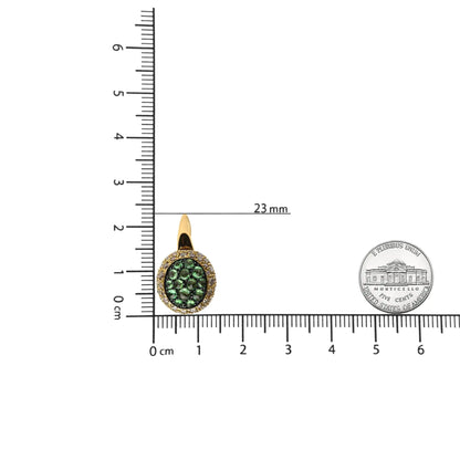 Aros de oro amarillo de 18 quilates con diamantes de 3 1/2 quilates y tsavorita verde redonda (color marrón, claridad SI1-SI2)