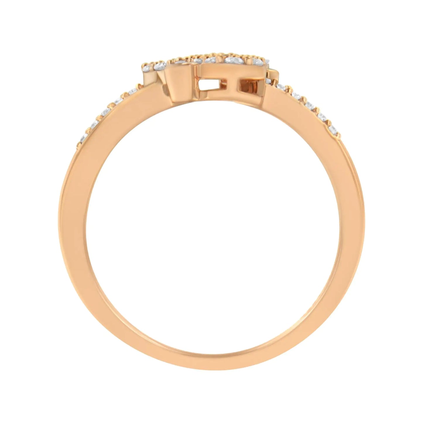 14K Rose Gold Plated .925 Sterling Silver 1/2 Cttw Diamond Scatter Composite Bypass Ring (I-J Color, I1-I2 Clarity)