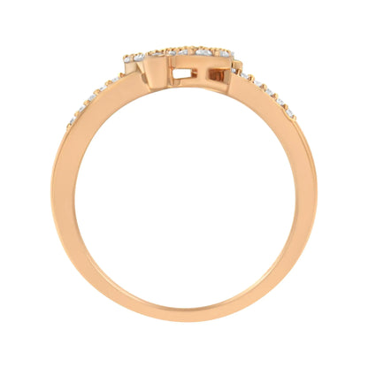 14K Rose Gold Plated .925 Sterling Silver 1/2 Cttw Diamond Scatter Composite Bypass Ring (I-J Color, I1-I2 Clarity)