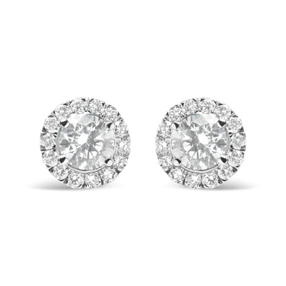 14K White Gold Lab Grown Diamond Solitaire Stud Earrings with Halo (2.00 Cttw, F-G Color, VS2-SI1 Clarity