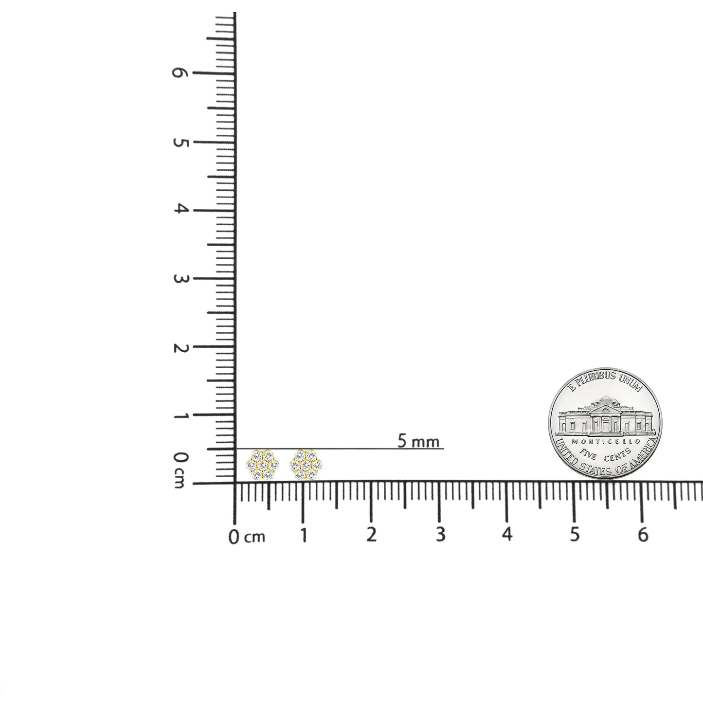 14K 黄金 1/2 克拉明亮圆形切割钻石花卉簇耳钉带推回（JK 颜色，VS2-SI1 净度）