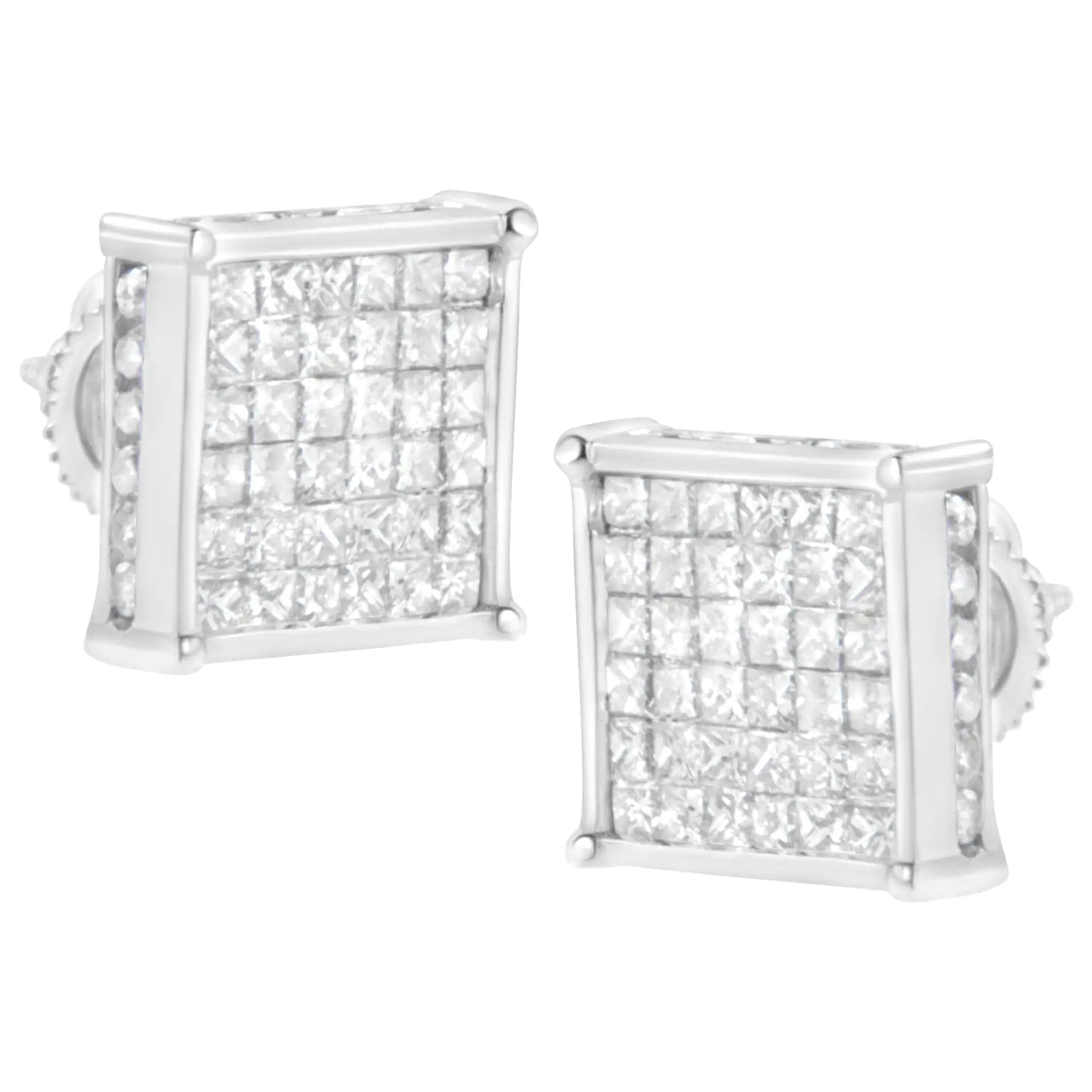 10K White Gold 2ct TDW Princess-Cut Composite Diamond Stud Earring (I-J ,I2-I3)