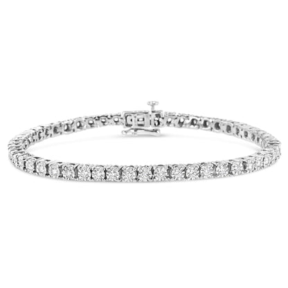 Pulsera de tenis de oro blanco de 10 quilates con placa milagrosa de diamantes auténticos de 1/2 ct (color IJ, claridad SI2-I1) - 7,5"