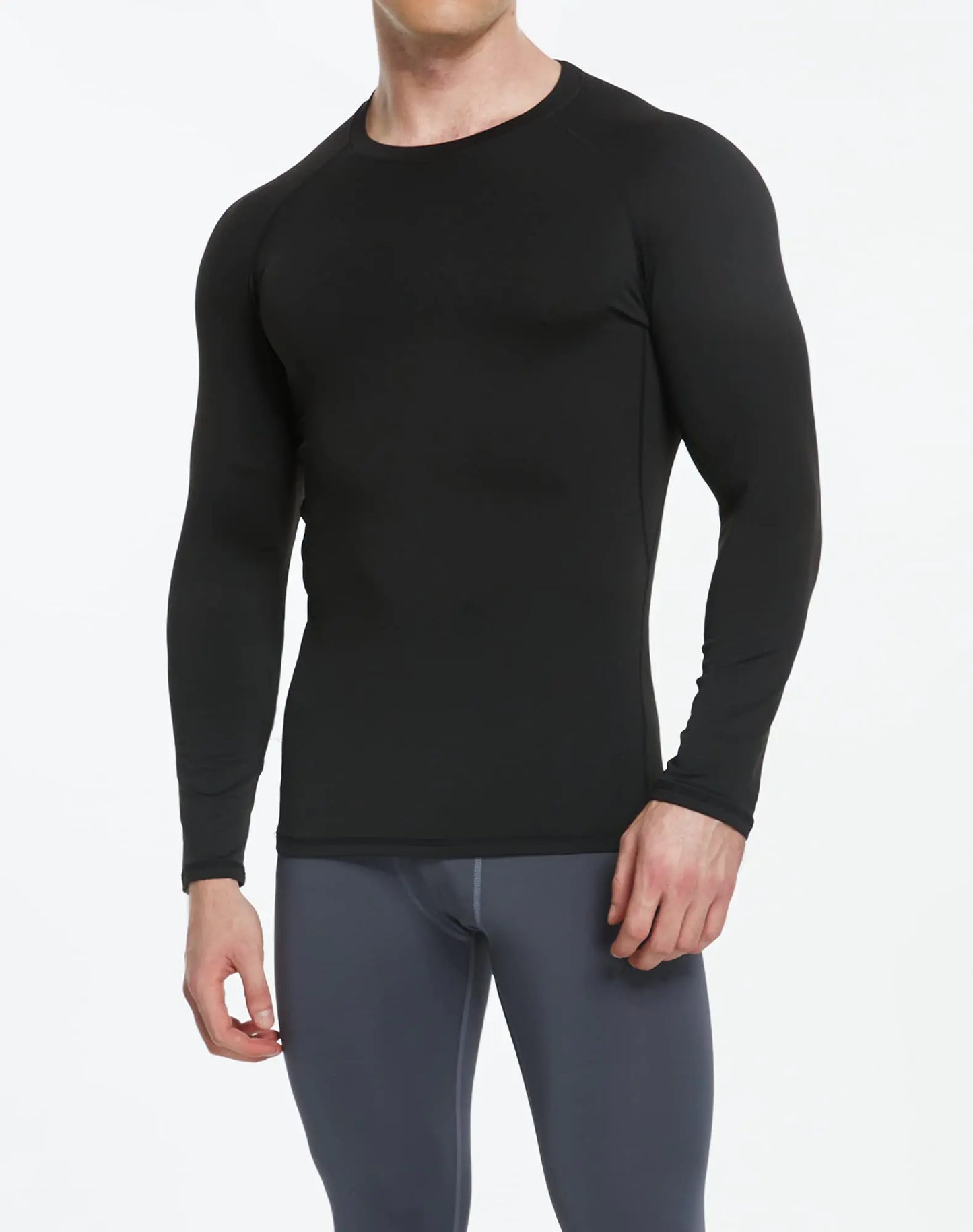 5 või 4 komplektiga meeste kompressioonsärgid pikkade varrukatega UPF SPF Rash Guard Workout Base Layer alussärk, väike must(g)/must/valge (5 pakk)