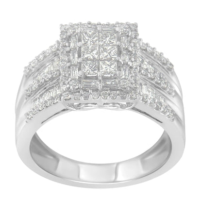 10K White Gold Diamond Cluster Ring (1 cttw, H-I Color, I1-I2 Clarity)