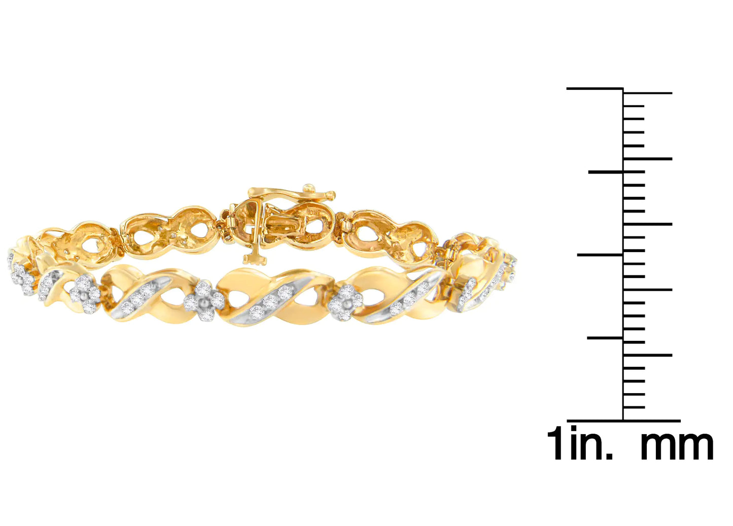 Pulsera "Amor Infinito" de oro amarillo de 14 quilates con diamantes de talla redonda (1,00 ct, color IJ, claridad I2-I3)