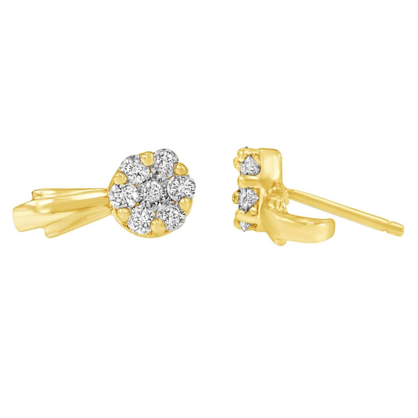 Aretes colgantes con forma de flor de diamantes de 3/4 ct en oro de 14 quilates (color HI, claridad I1-I2)