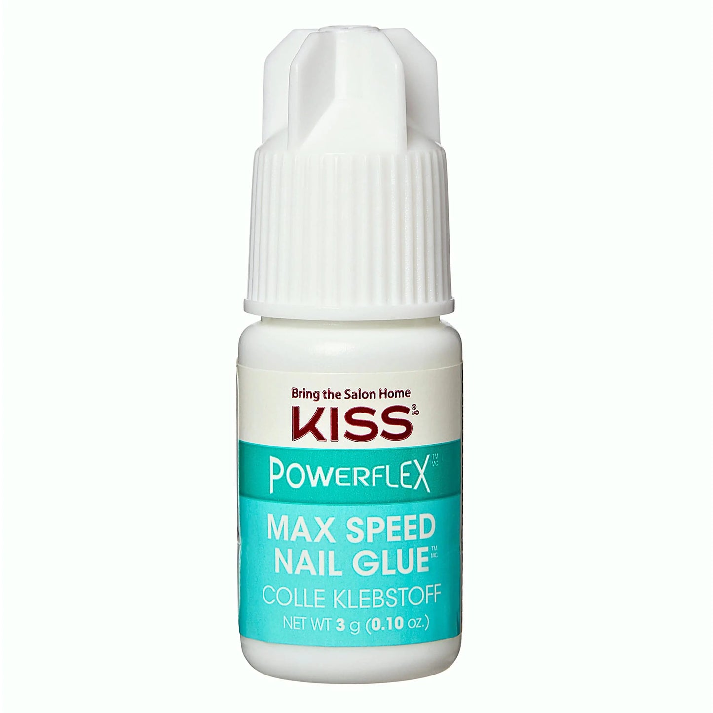 KISS PowerFlex Maximum Speed Nail Glue for Press On Nails, Super Strength Flex Formula Nail Adhesive, Includes One Bottle 3g (0.10 oz.) with Twist-Off Cap & Nozzle Tip Squeeze Applicator 1 Pack