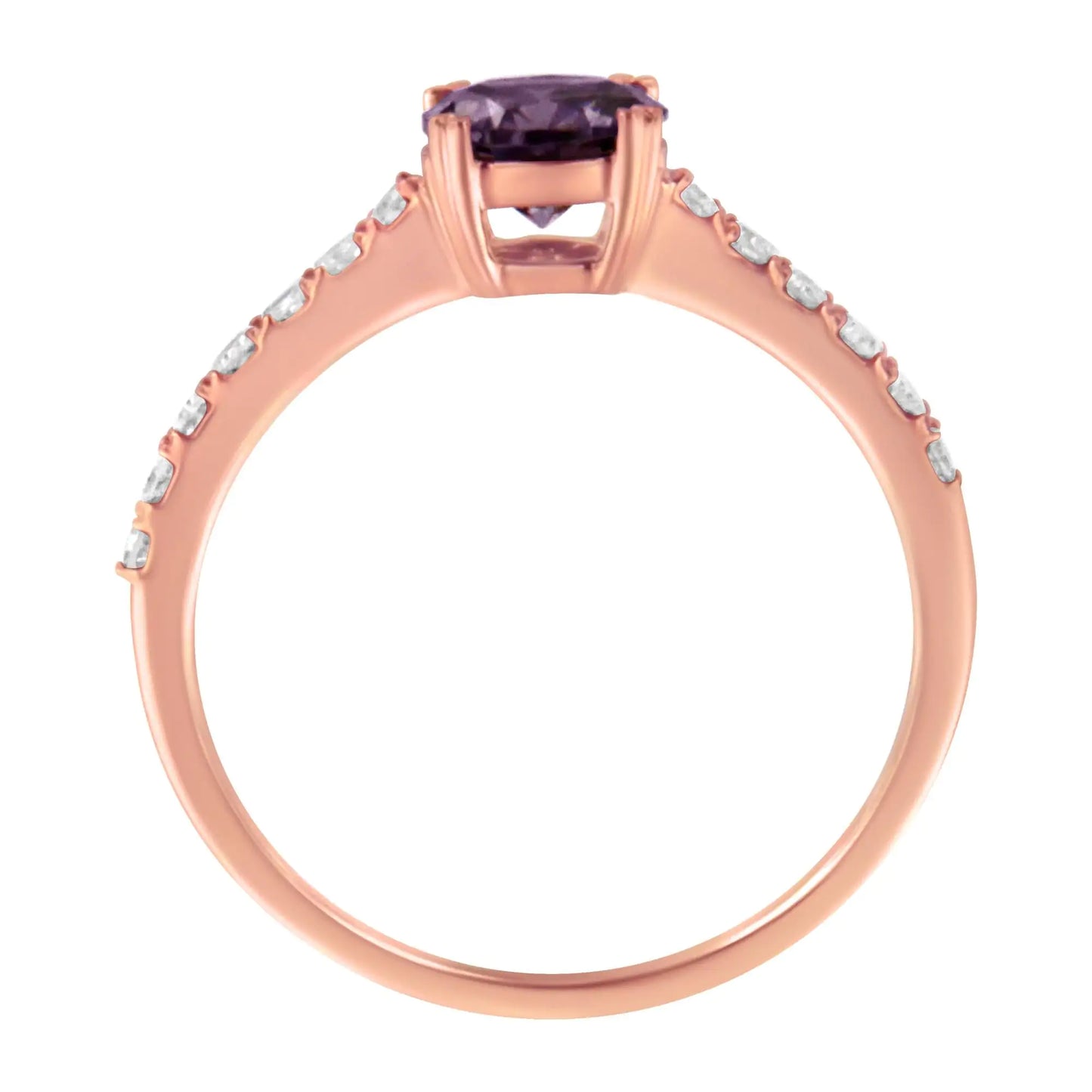 10K Roségold 1/4 Karat Diamant ja 6MM Edelstein Halo Ring (HI Farbe, I1-I2 Reinheit)