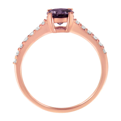 10K Roségold 1/4 Karat Diamant ja 6MM Edelstein Halo Ring (HI Farbe, I1-I2 Reinheit)