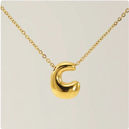 Women's Glossy Bubble Letter Pendant Necklace