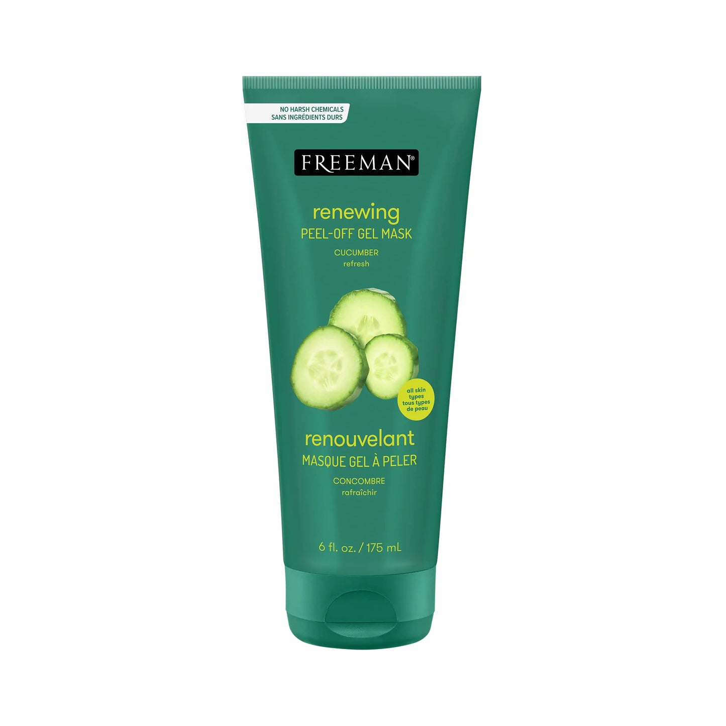 Freeman Renewing Cucumber Peel-Off Gel ansiktsmaske, ansiktsmaske frisker opp huden, Aloe lindrer og fukter, Få forynget hud, For normal og kombinert hud, 6 fl. oz./175 ml rør, 1 telling