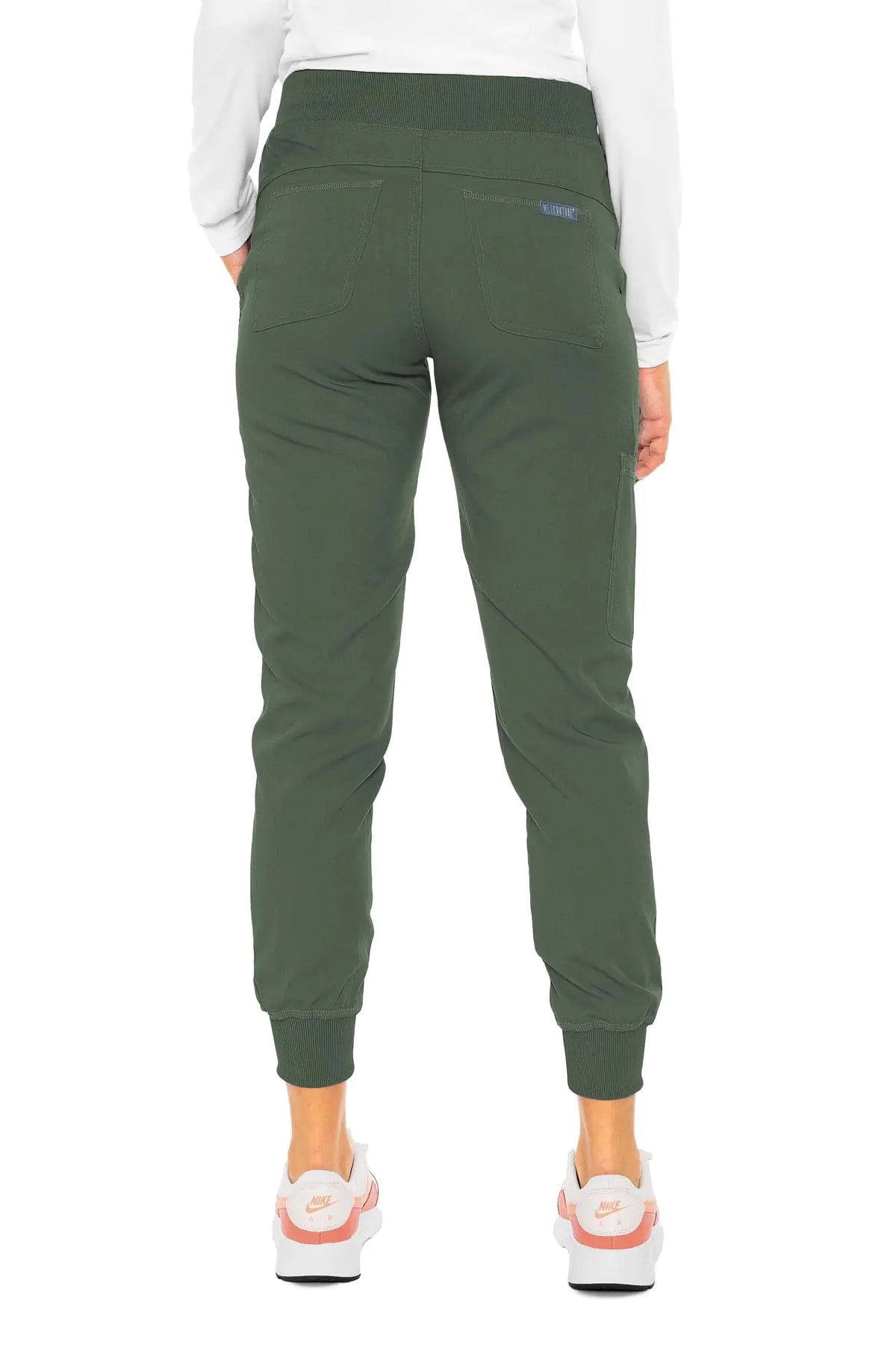 Med Couture Touch Women's Scrub Pant Yoga Jogger with 5 Pockets & Drawstring Waistband - MC7710 Small Tall Olive