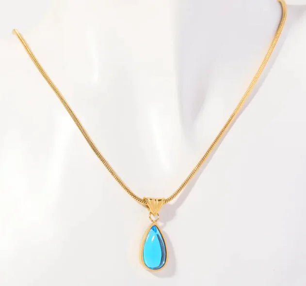 Blue Ocean Water Drop Necklace