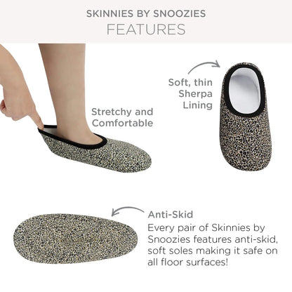 Calcetines Snoozies Skinnynies: Pantuflas cómodas y plegables para mujer, antideslizantes, ideales para viajes y uso en interiores - Margarita brillante pequeña bajo el mar