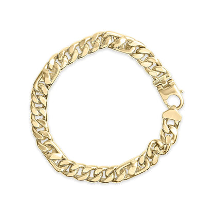 Pulsera de oro amarillo de 10 quilates con eslabones cubanos Miami de 1,00 quilates y diamantes para hombre (color HI, claridad I1-I2) - 8,5 pulgadas